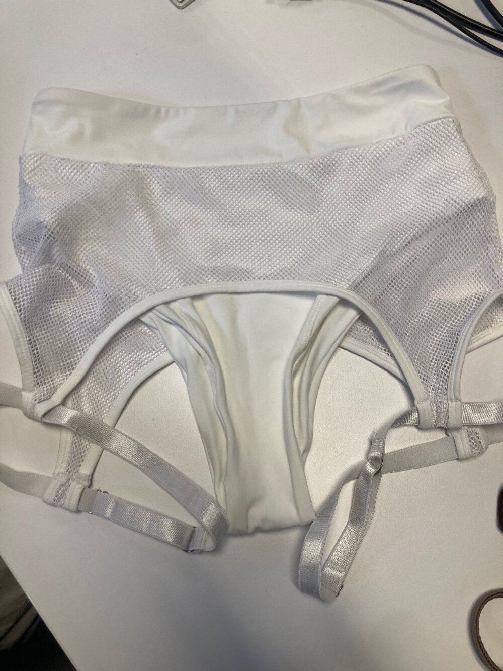 Like new size S small white pole shorts with garters